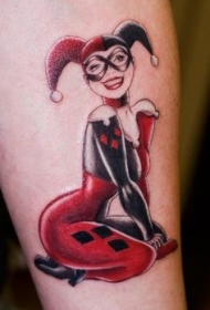 黑红色的小丑女孩纹身图案