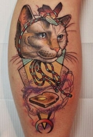 猫和烤面包机纹身图案