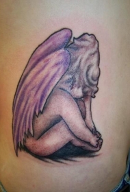 悲伤的小天使纹身图案