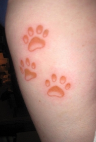 红色猫爪印纹身图案