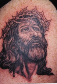 荆棘冠耶稣黑色纹身图案
