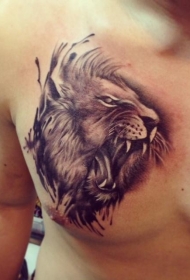 胸部狮子头纹身图案