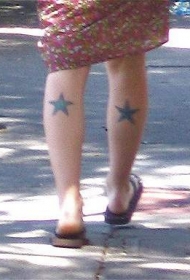 两条小腿好看的黑色星星纹身图案