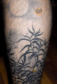 小腿植物草纹身图案