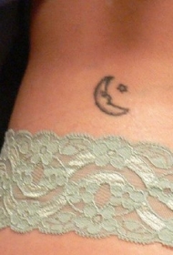 黑色的月亮和星星腰部纹身图案