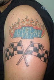 雪佛兰标志与赛车标志纹身图案