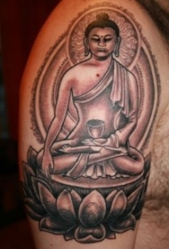 冥想佛祖黑色纹身图案