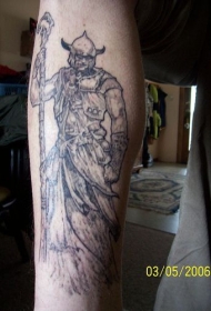 小腿维京战士纹身图案