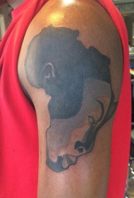 大臂非洲大陆结合部落面孔黑灰纹身图案