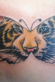 蝴蝶与老虎脸纹身图案