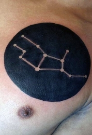 胸部简约黑白星座符号纹身图案