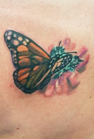 花朵蝴蝶个性纹身图案