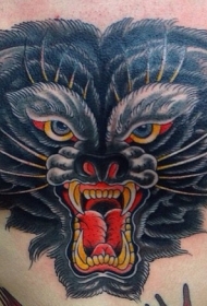 胸部彩色邪恶的野狗纹身图案