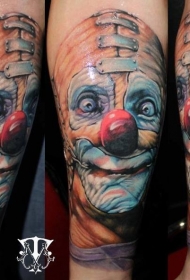 滑稽的彩色疯狂小丑纹身图案