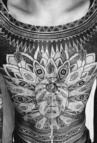 全甲惊人的黑色大规模神秘部落饰品纹身图案