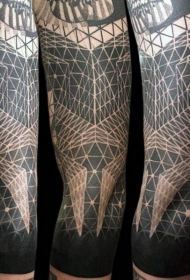 手臂神奇的几何风格黑白装饰纹身图案