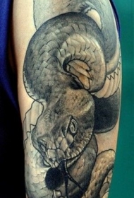黑灰毒蛇手臂纹身图案