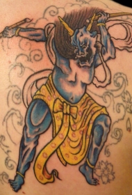 蓝色的恶魔武士纹身图案