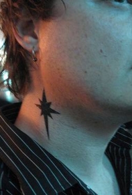 颈部小清新黑色小星星纹身图案