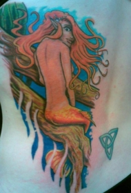 凯尔特结与美人鱼树枝纹身图案