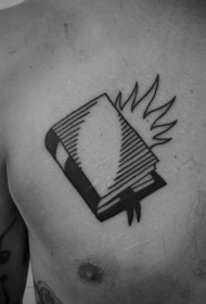 胸部old school黑白色封闭的书纹身图案