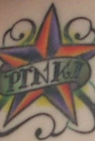 彩色星星与英文字母经典纹身图案