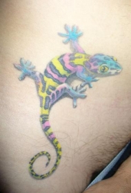 胸部好看的彩色蜥蜴纹身图案