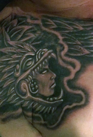 肩部个性黑白部落妇女与龙纹身图案