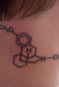 颈部简单的黑色化学配方符号纹身图案