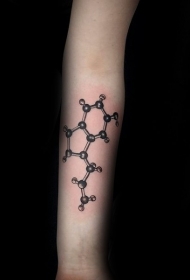 小臂黑色化学链符号纹身图案