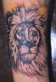 狮子头像个性黑灰纹身图案