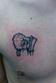 胸部简单的小绵羊看电视纹身图案