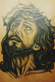 黑灰耶稣肖像纹身图案
