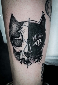 让人印象深刻的猫脸半骷髅纹身图案