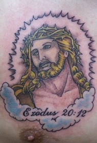 耶稣在胸部纹身图案