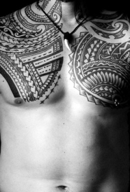 胸部和胳膊各种部图腾落装饰纹身图案