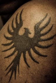 黑色部落凤凰符号纹身图案