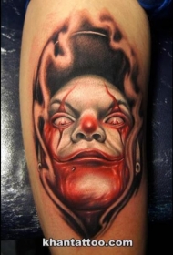 大臂疯狂的小丑肖像彩色纹身图案