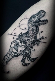 不寻常的黑色几何线条组合恐龙纹身图案