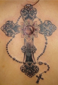 十字架花朵图腾纹身图案