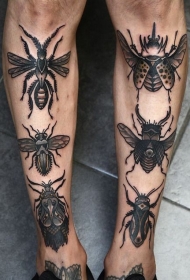 小腿不同的各种昆虫纹身图案