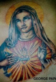 彩绘耶稣和圣心经典纹身图案