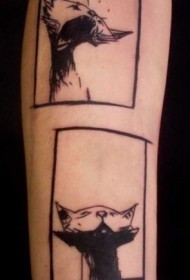 打哈欠的猫纹身图案