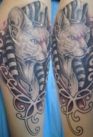 好看的埃及猫纹身图案