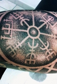 黑色点刺古代符号个性纹身图案