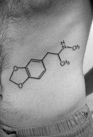 侧肋黑色的化学配方符号纹身图案