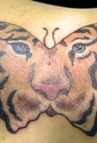 老虎眼睛组合蝴蝶纹身图案