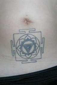 腹部佛教符号几何眼睛纹身图案