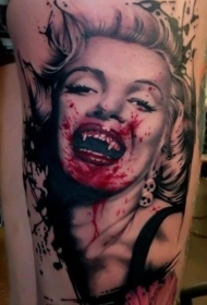 血腥的玛丽莲梦露吸血鬼纹身图案
