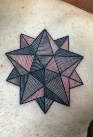胸部华丽的彩色几何星形纹身图案